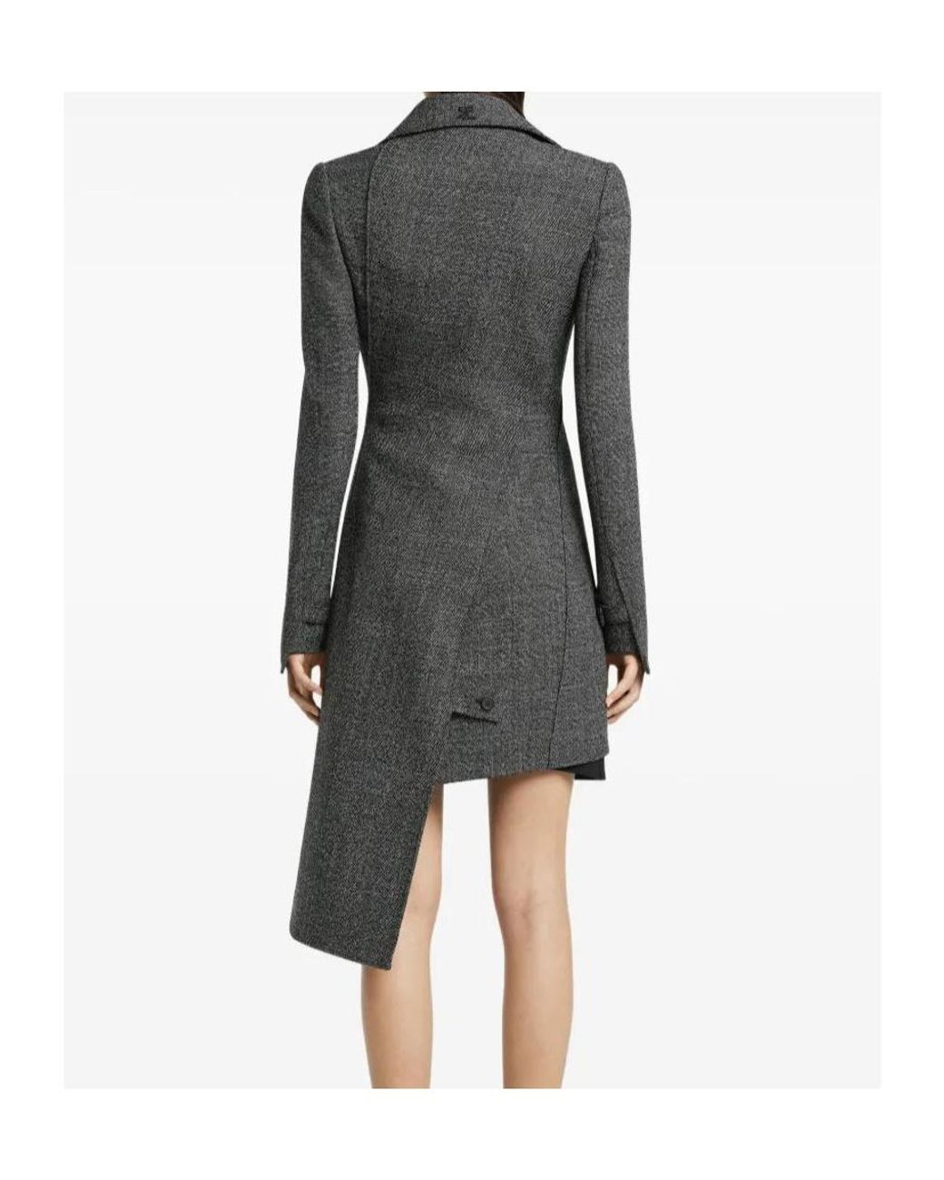 Courreges Gray Asymmetric Wool Coat