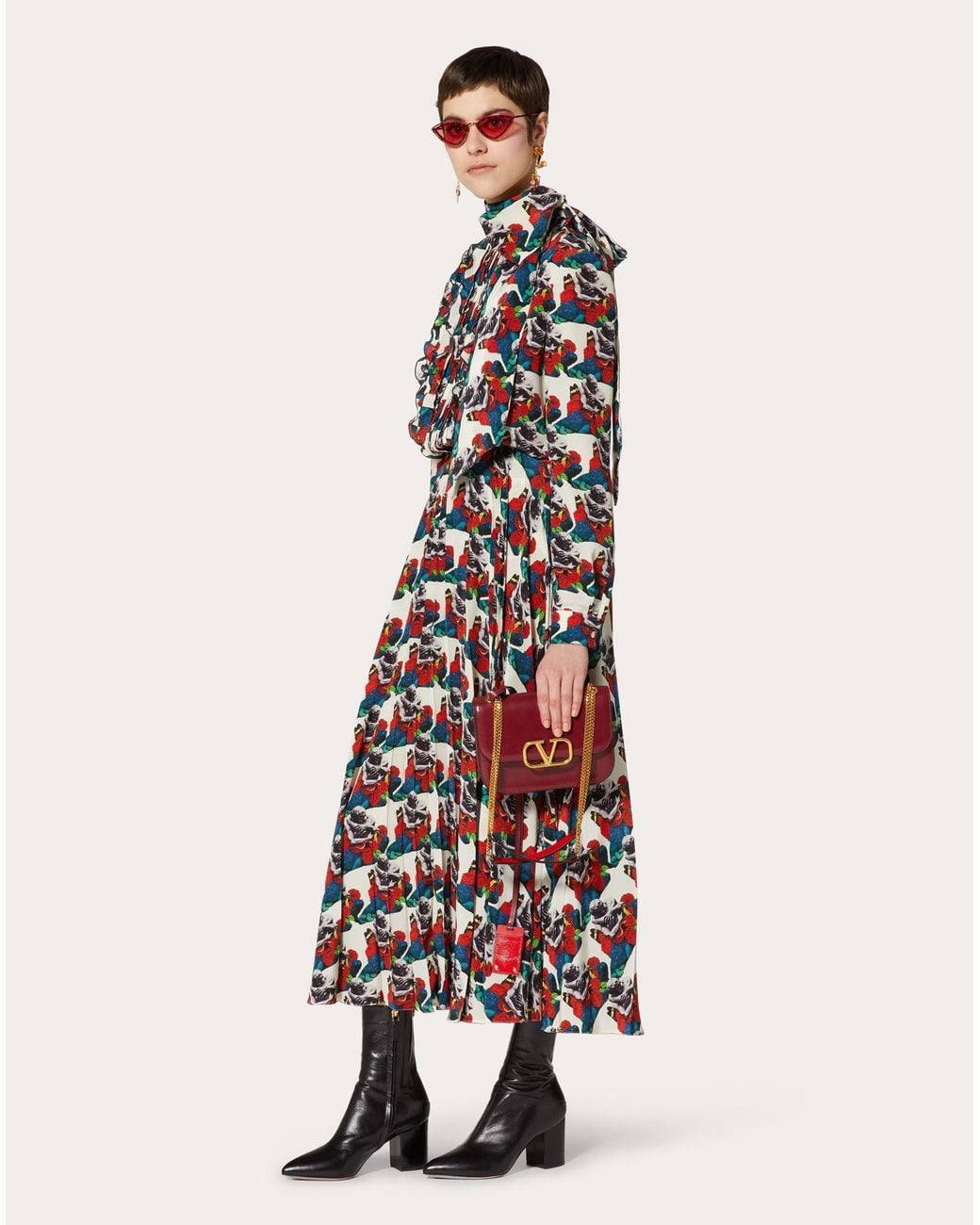 Valentino White X Undercover Lovers Print Pleated Skirt