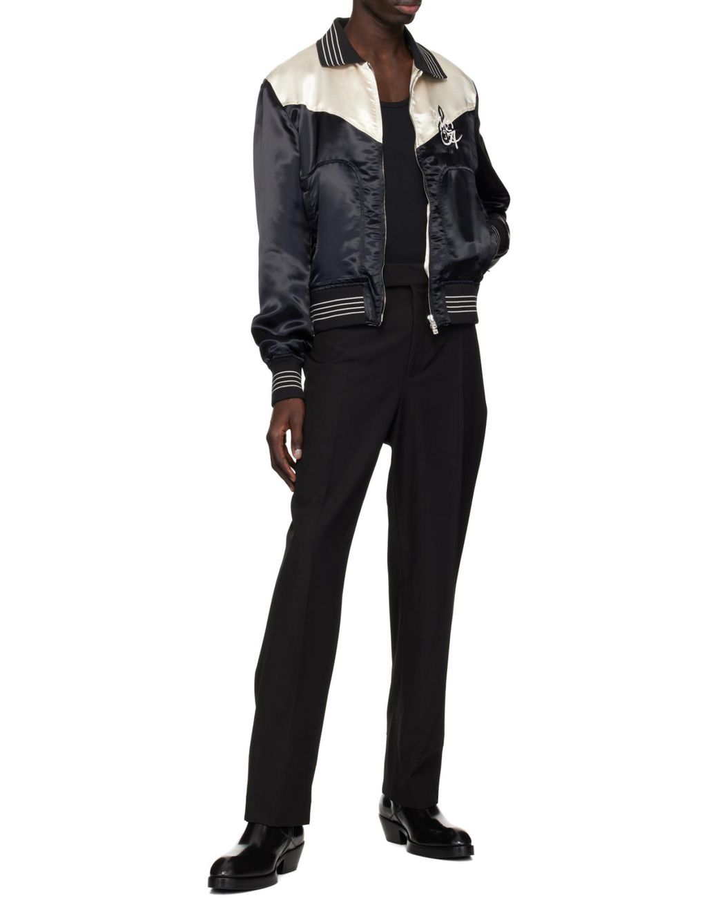 Amiri Black Logo Patch Bomber Jacket for men