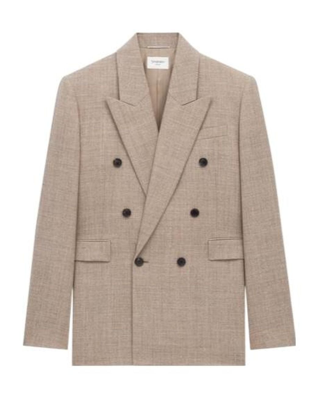 Saint Laurent Natural Wool Double-Breasted Jacket for men