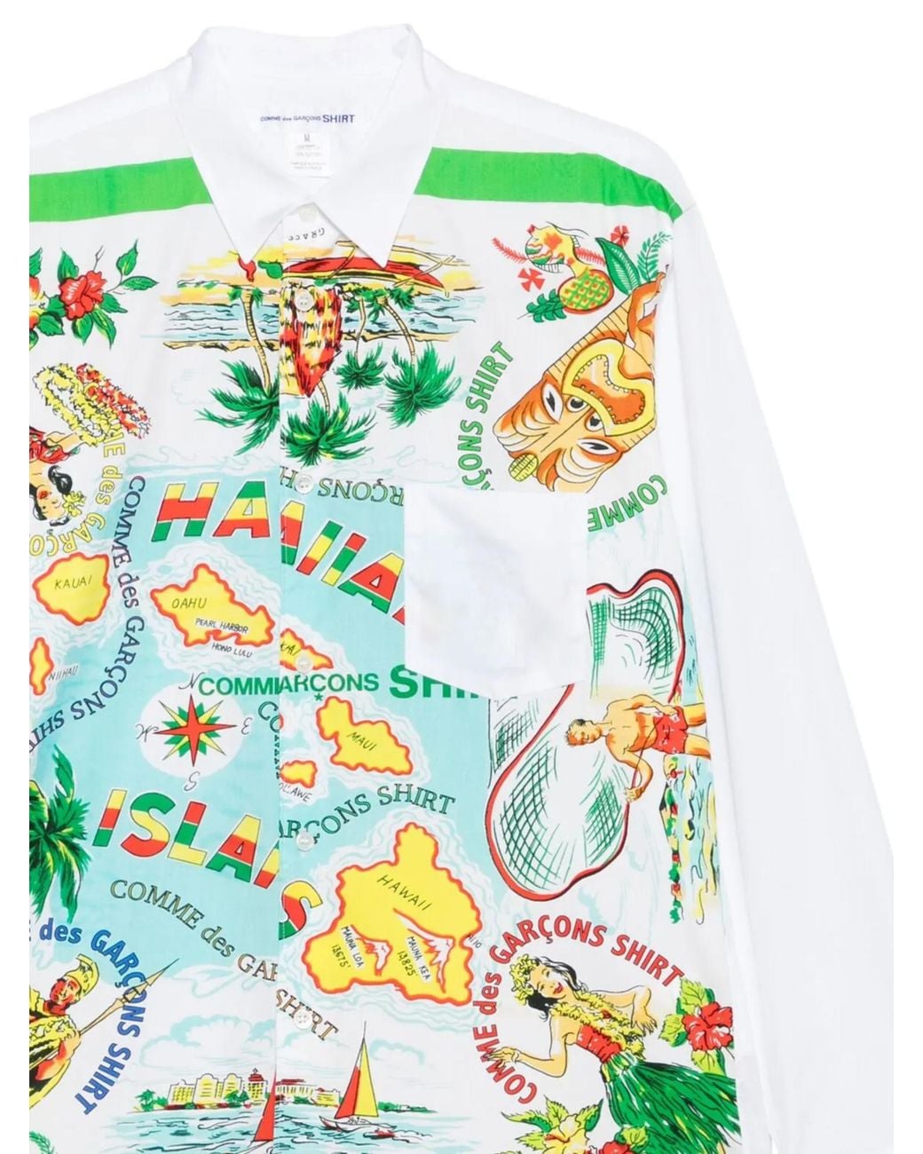Comme des Garçons Green Hawaiian-Print Shirt for men