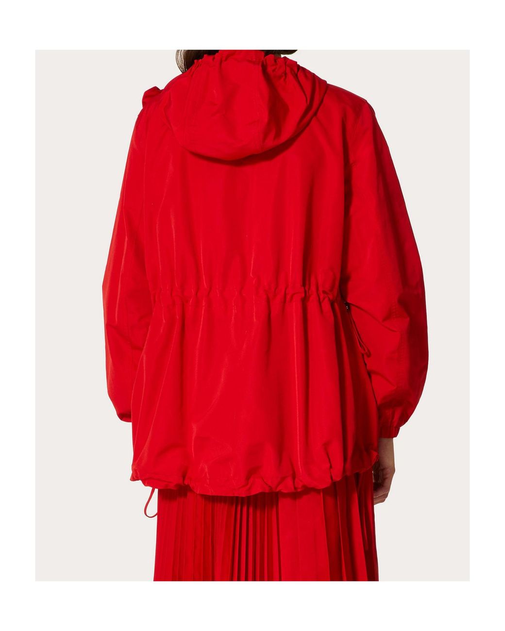 Valentino Red Floral-Detail Hooded Jacket
