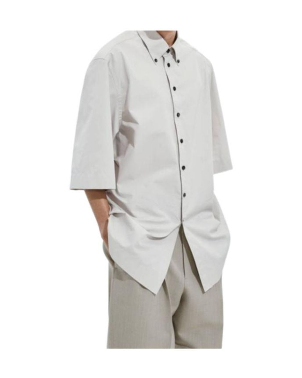 Bottega Veneta Gray Poplin Shirt for men