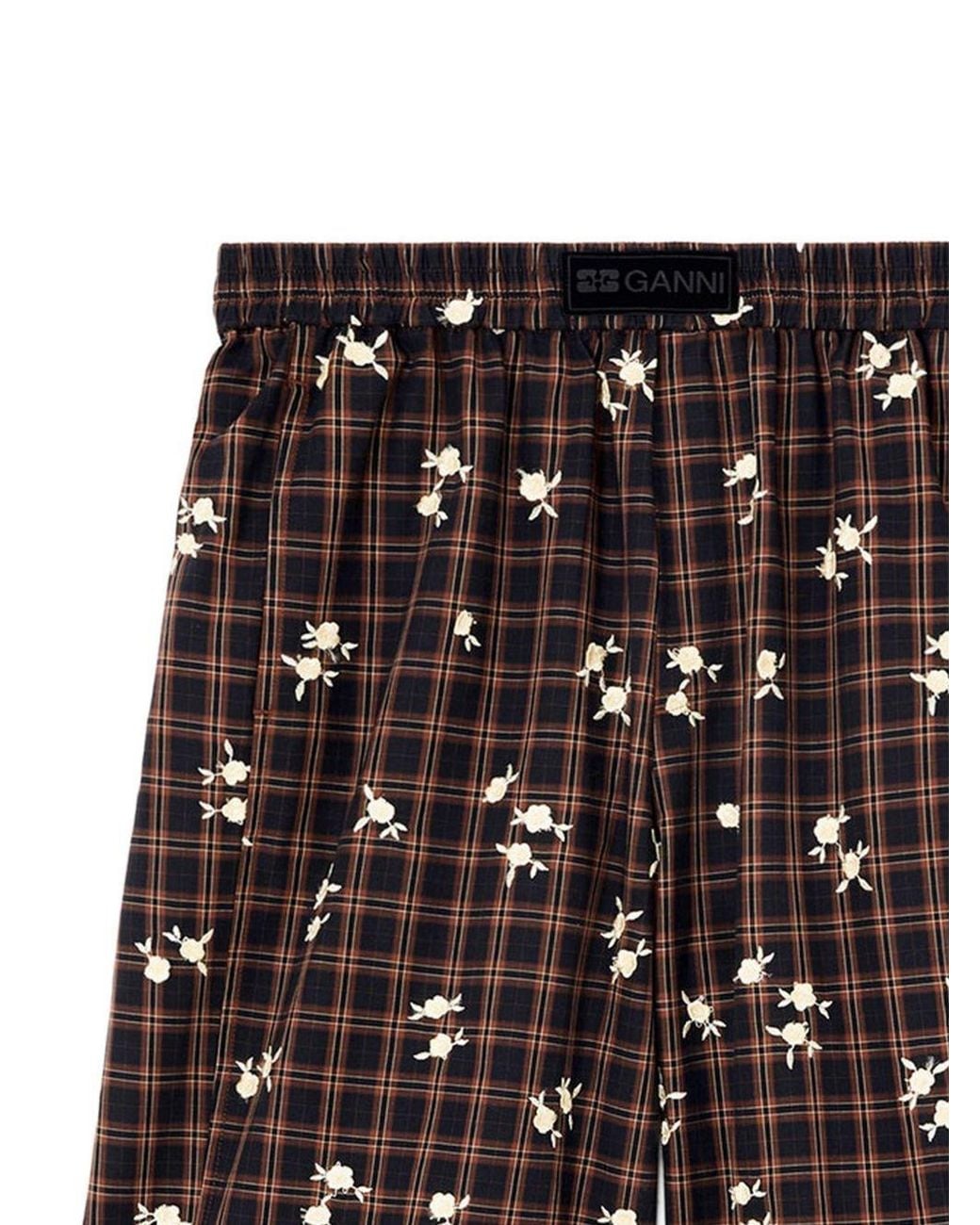 Ganni Multicolor Printed Check Shorts
