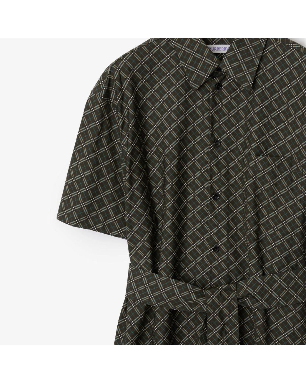 Burberry Black Check-Pattern Cotton Shirt Dress