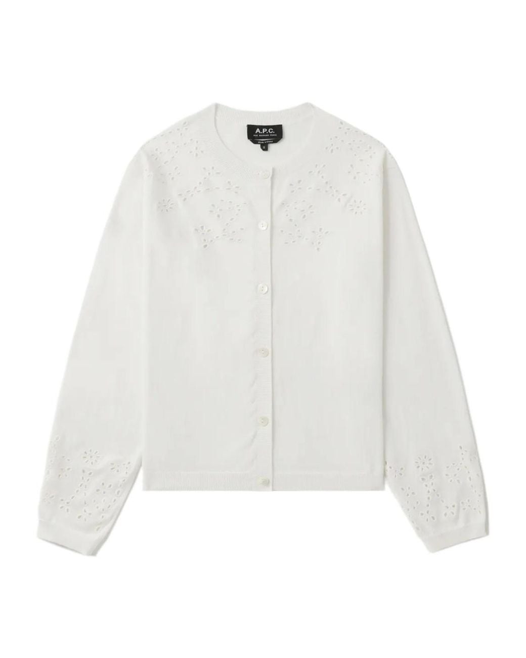 A.P.C. White Crew Neck Cardigan