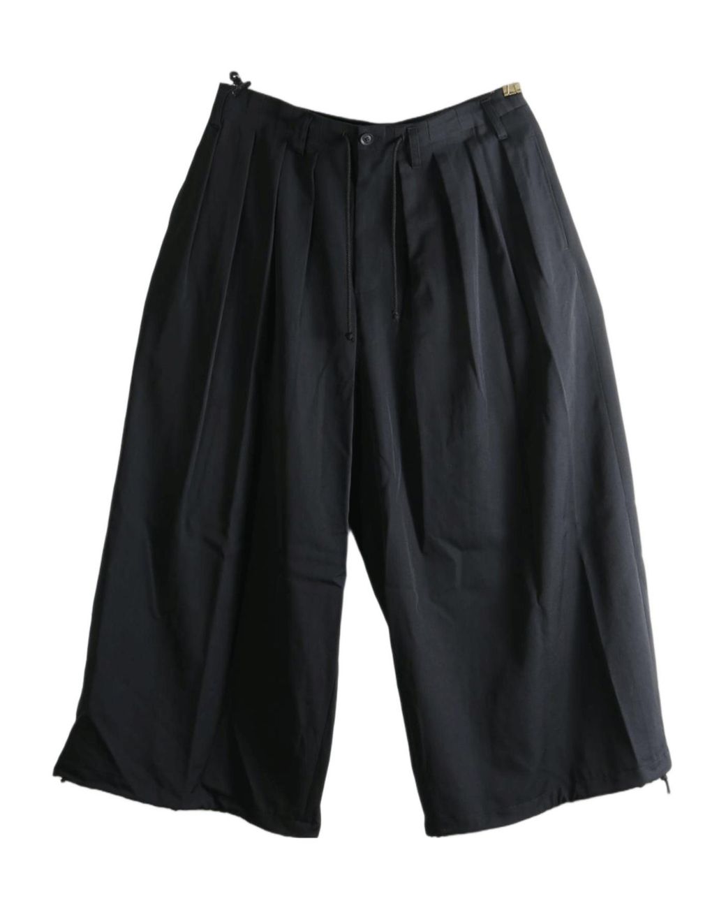 Yohji Yamamoto Black Pleated Drawstring Trousers for men