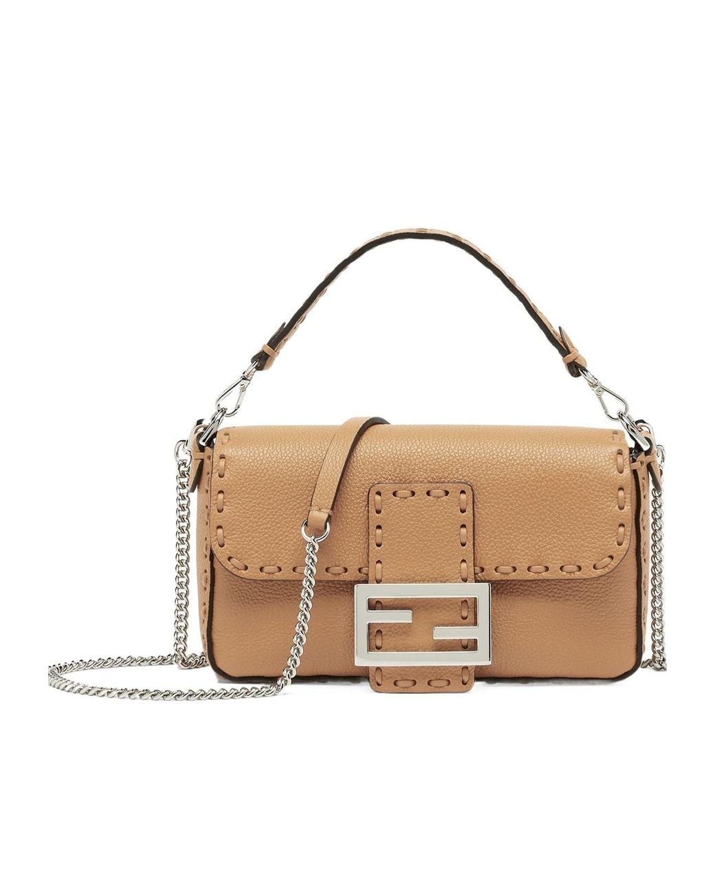 Fendi Metallic Cappuccino-Colored Selleria Bag With 309 Hand-Sewn Stitches