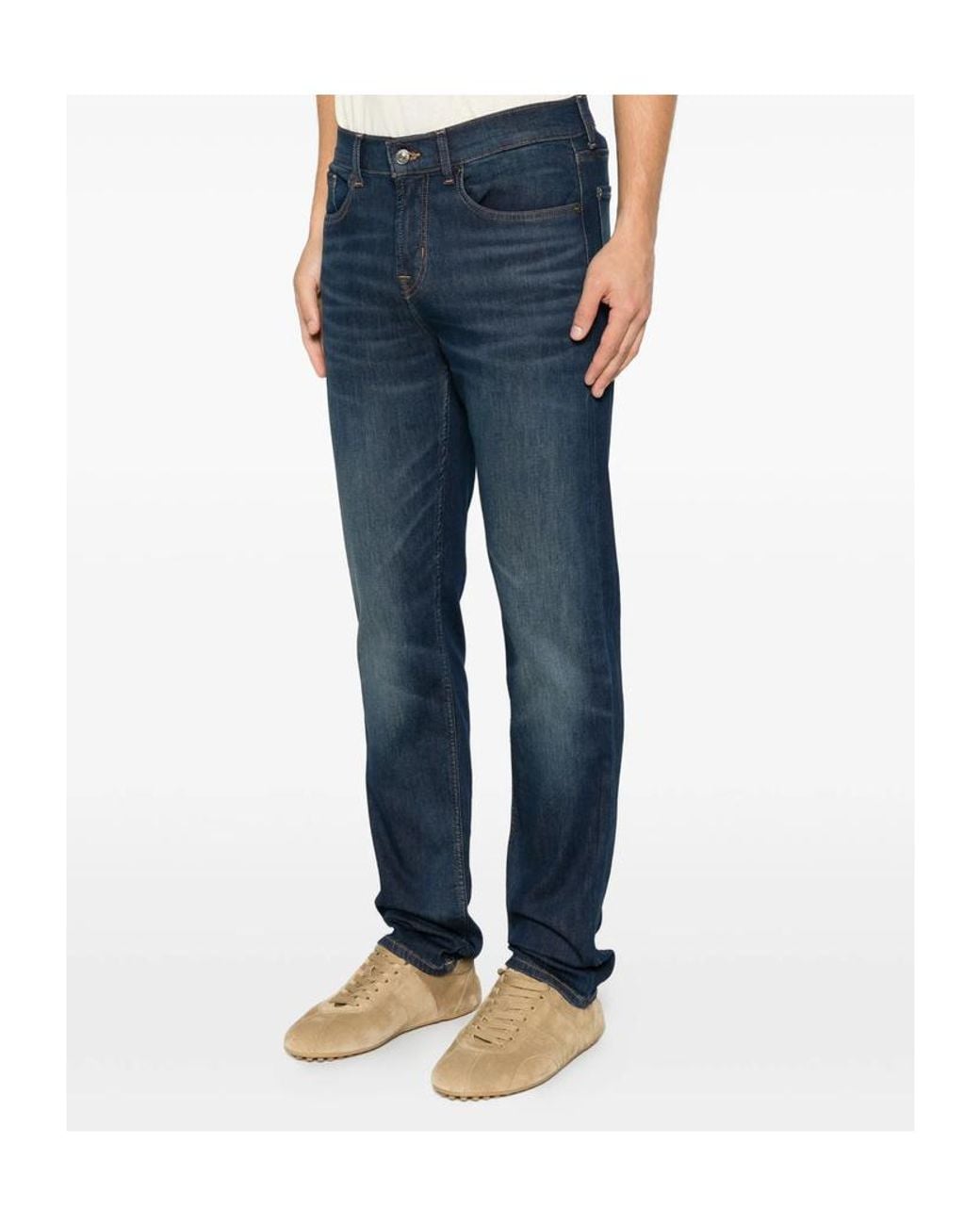 7 For All Mankind Blue Slim Fit Stretch Jeans for men