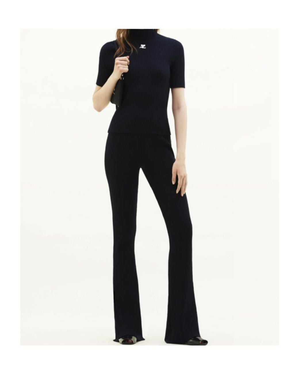 Courreges Blue Courrèges Reedition Short-Sleeved Ribbed Jumper