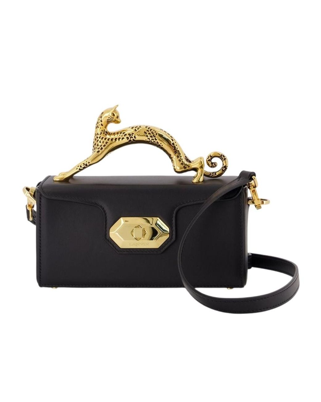 Lanvin Black Pencil Cat Top Handle Shoulder Bag