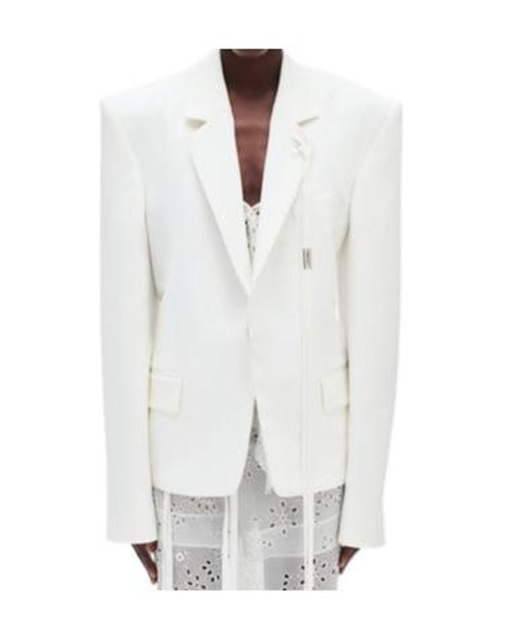 Ann Demeulemeester White Susa Anglaise Broderie Blazer