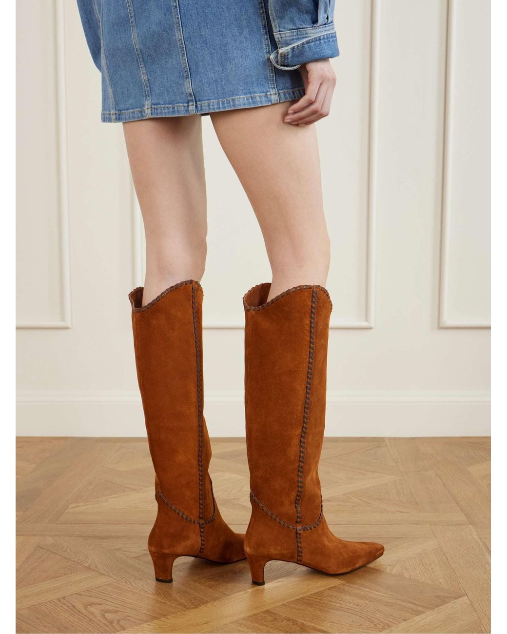 Staud Brown Wally Suede Knee Boots
