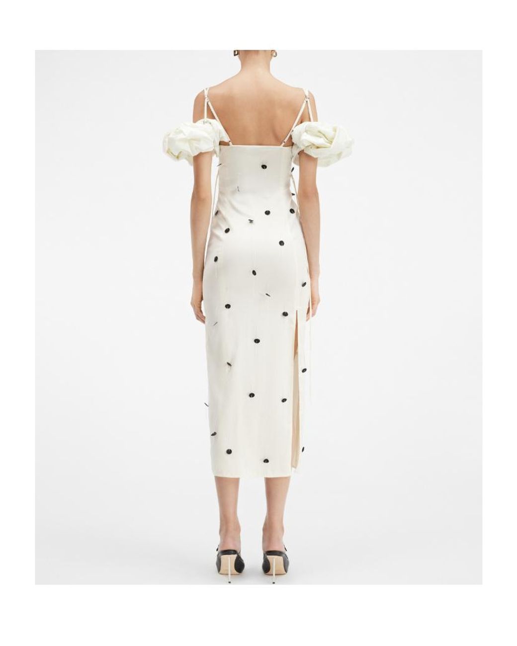 Jacquemus White Chouchou Polka-Dot Midi Dress