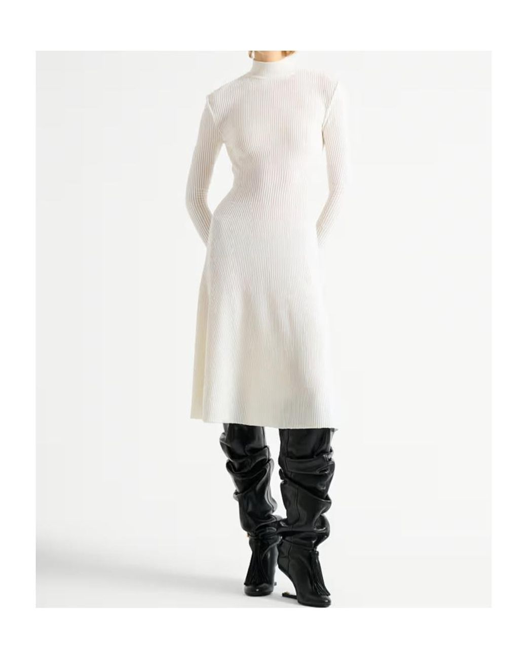Balmain White Rib-Knit Maxi Dress
