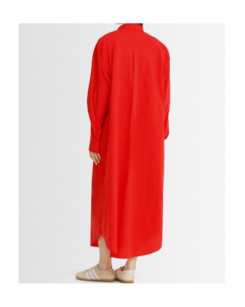 Frankie Shop Red Calren Cotton Poplin Long Dress