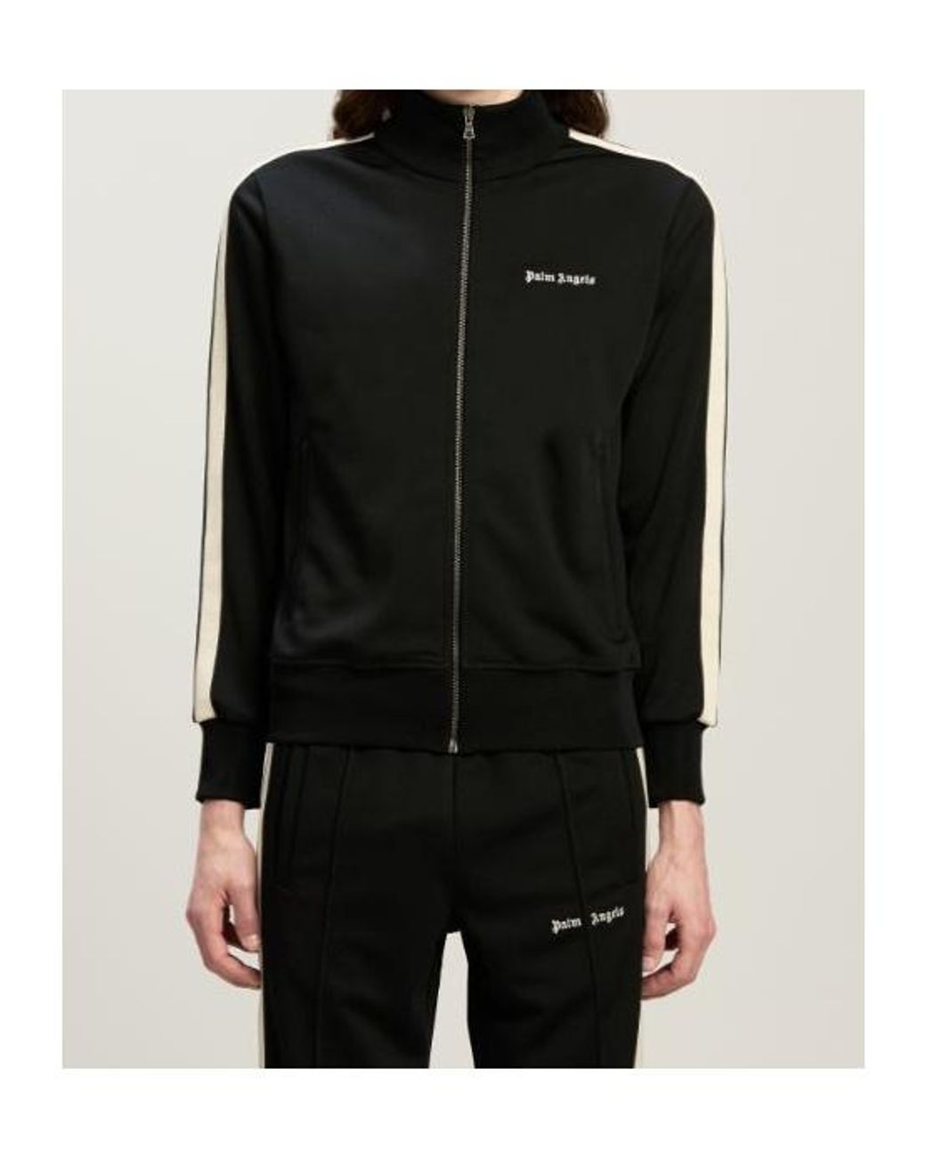 Palm Angels Black Classic Logo-Print Track Bomber Jacket for men
