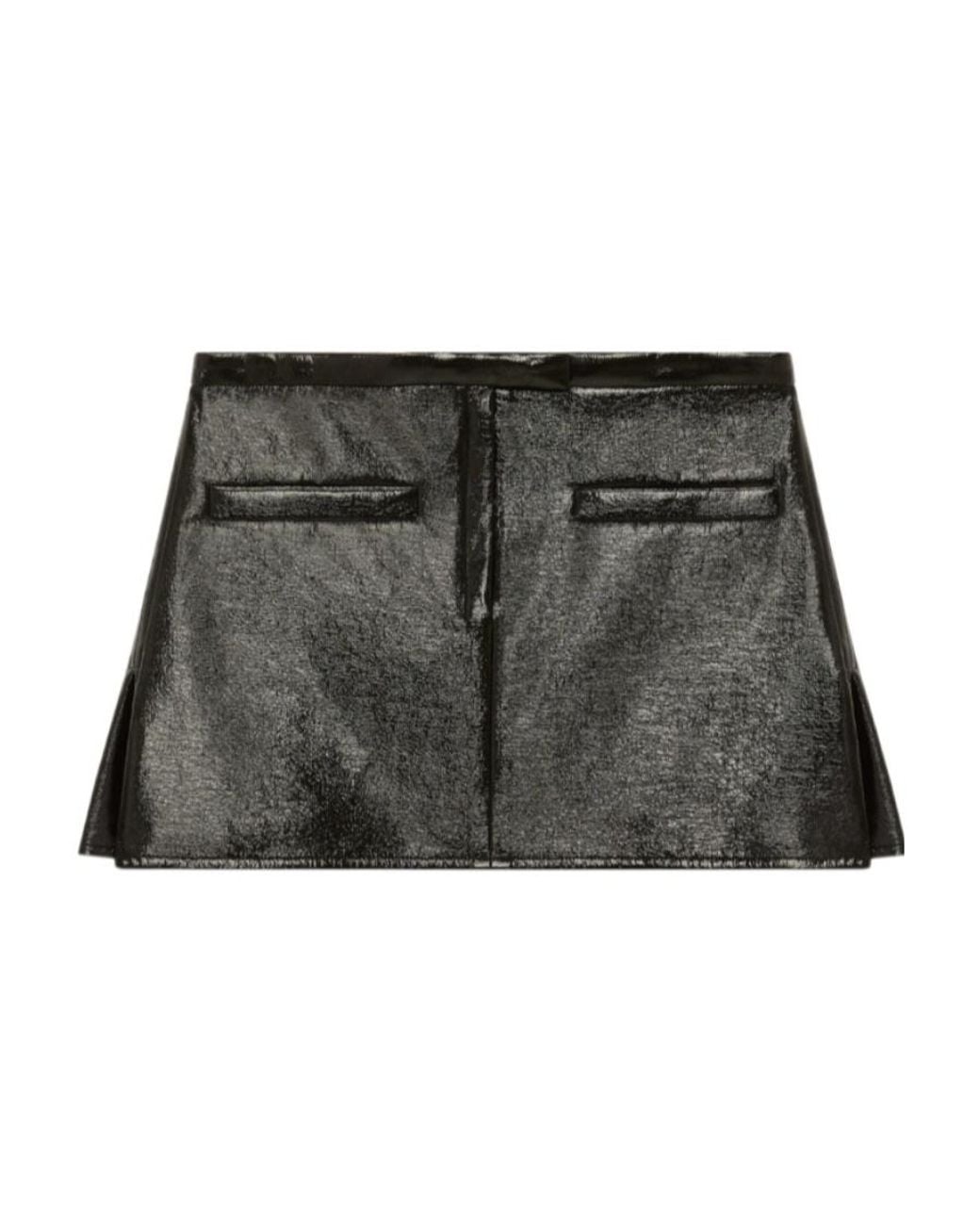 Courreges Black Trapeze-Silhouette Vinyl Miniskirt