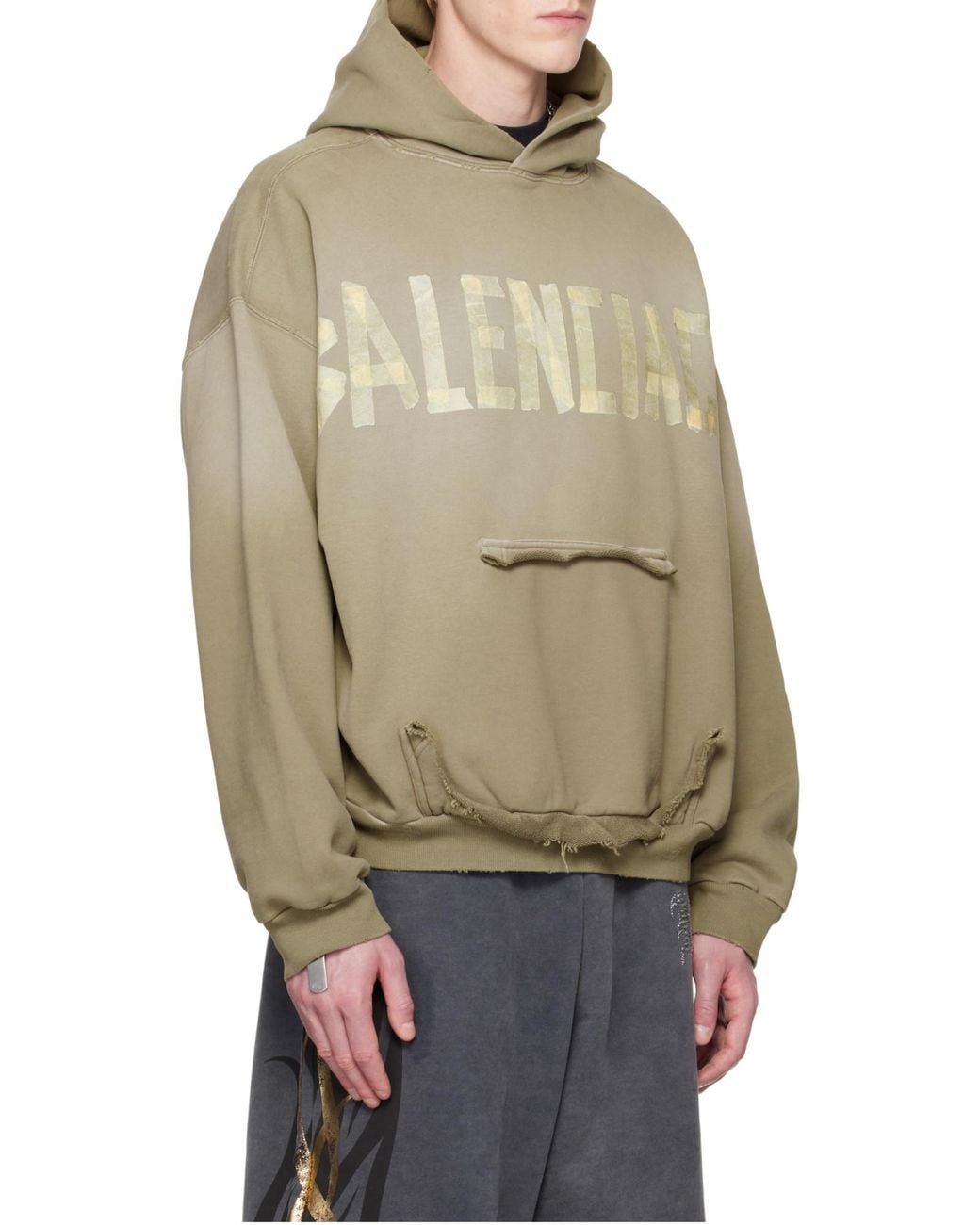 Balenciaga Multicolor Tape Type Ripped Pocket Hoodie for men