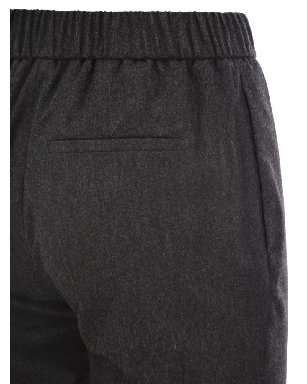 Peserico Black Elastic-Waist Casual Trousers