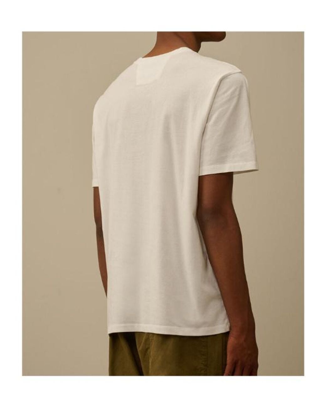 C P Company Natural Logo-Detail Crewneck T-Shirt for men