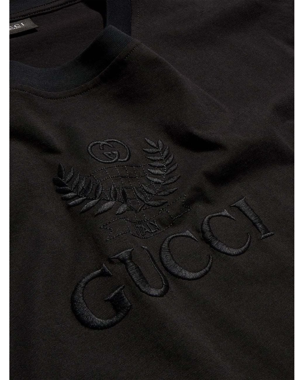 Gucci Black Embroidery Jersey T-Shirt for men