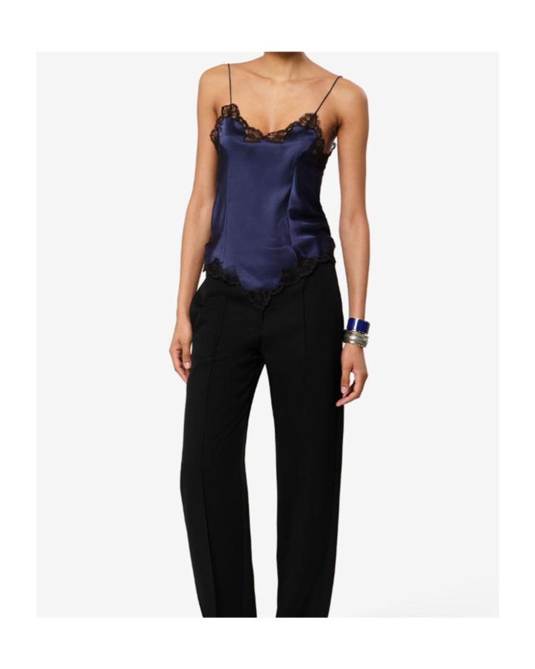 Isabel Marant Blue Amael Lace-Trimmed Satin Camisole