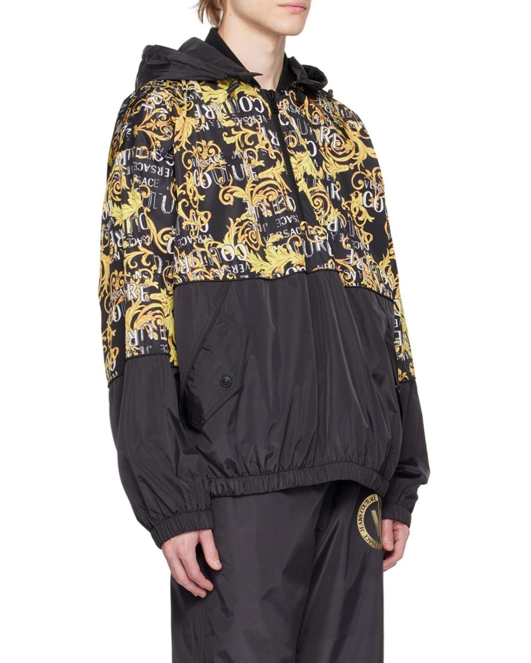 Versace Jeans Black Logo-Print Hoodie for men