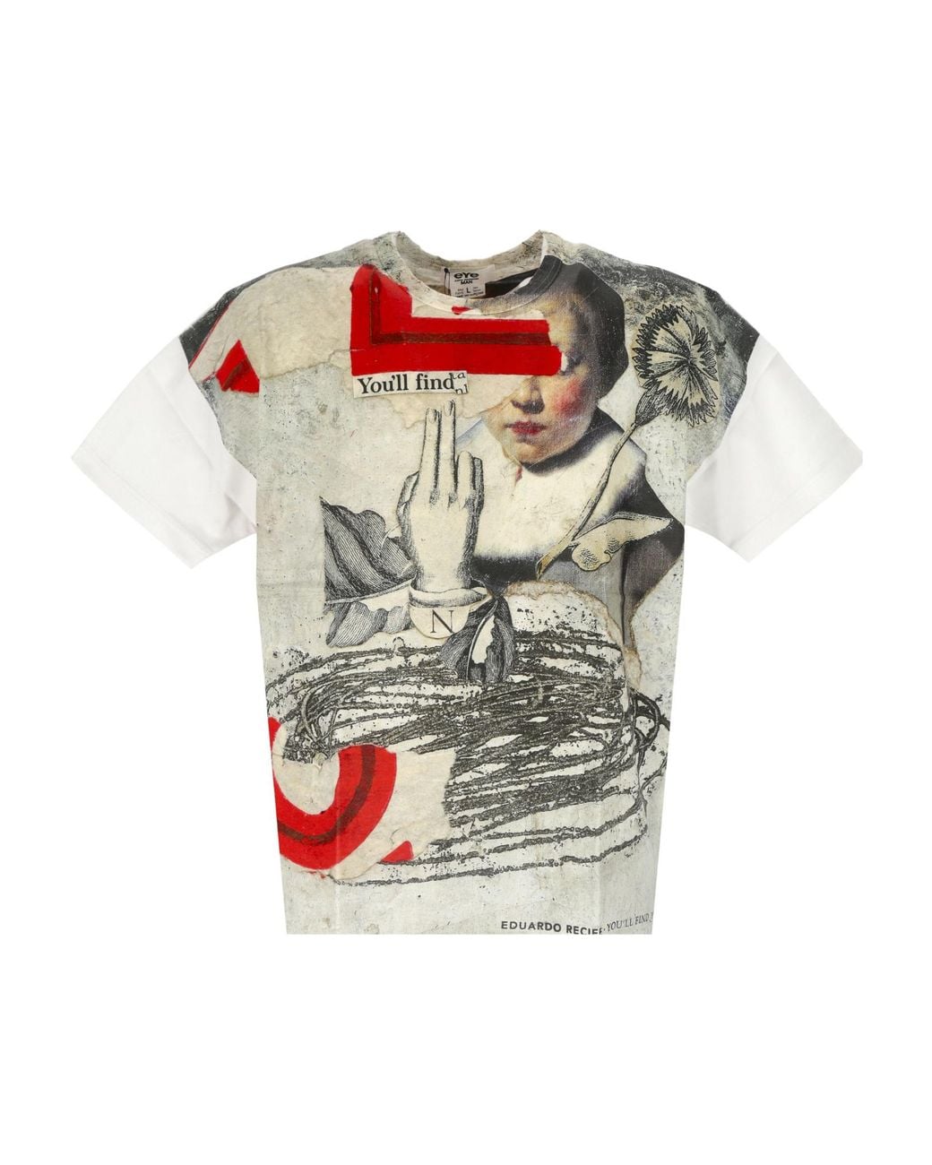 Junya Watanabe Gray Round Collar Printed T-Shirt for men