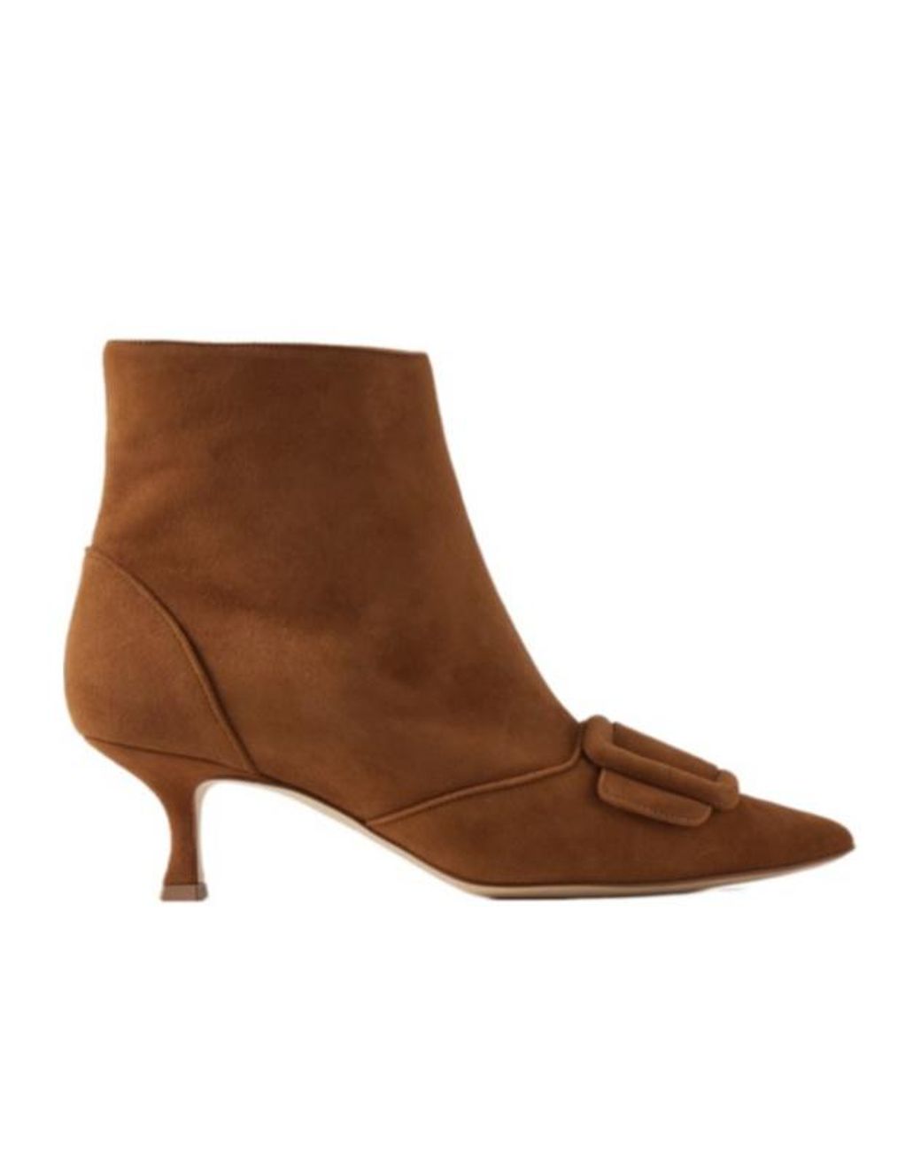 Manolo Blahnik Brown Buckled Suede Ankle Boots