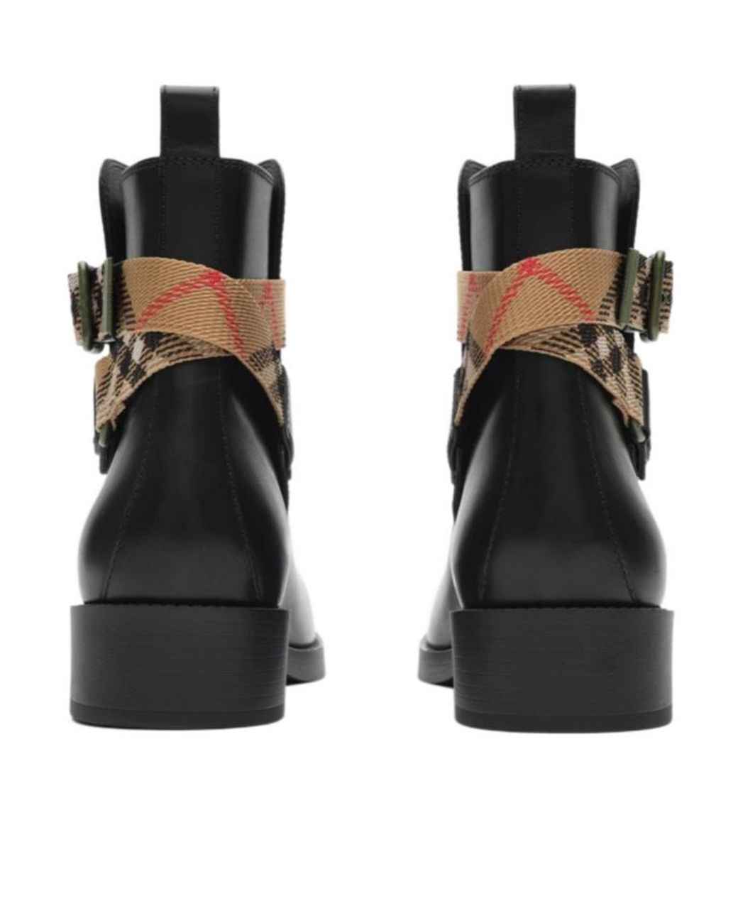 Burberry Black Huntley Check-Strap Ankle Boots