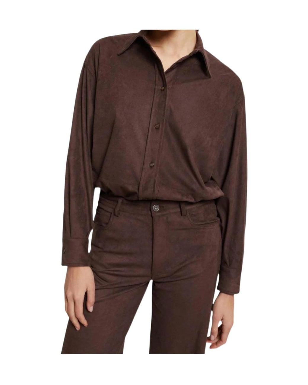 Ottod'Ame Brown Ottod'Ame Buttoned Long-Sleeve Top