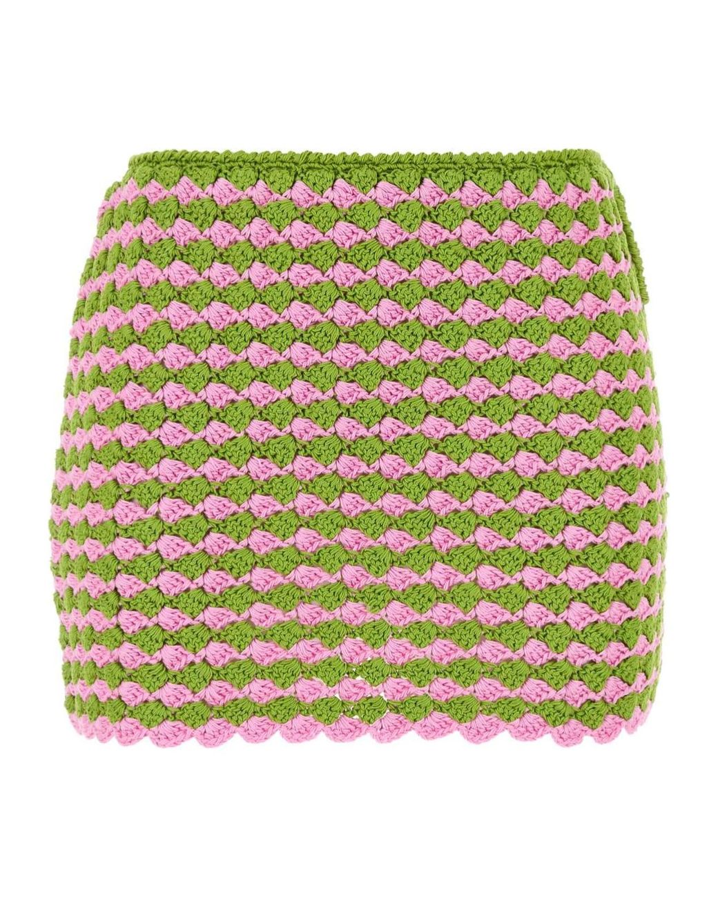 Prada Green Two-Toned Crochet Mini Skirt