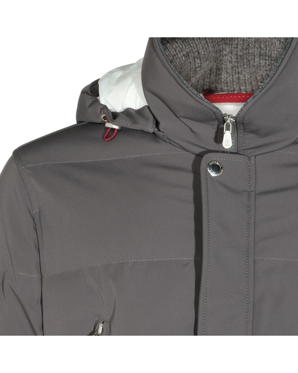 Brunello Cucinelli Natural Quilted Hooded Coat for men
