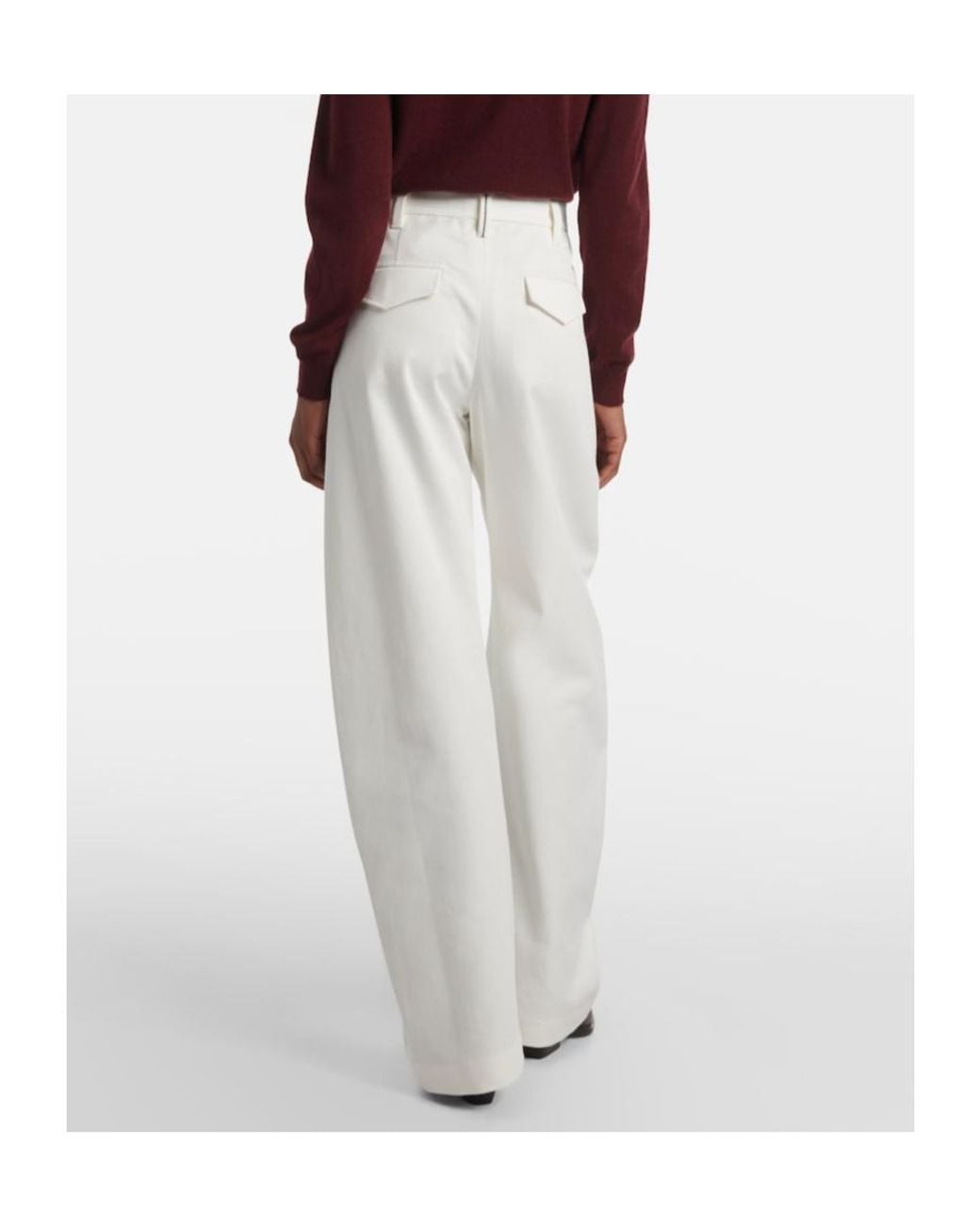 Brunello Cucinelli White Cotton Barrel-Leg Pants
