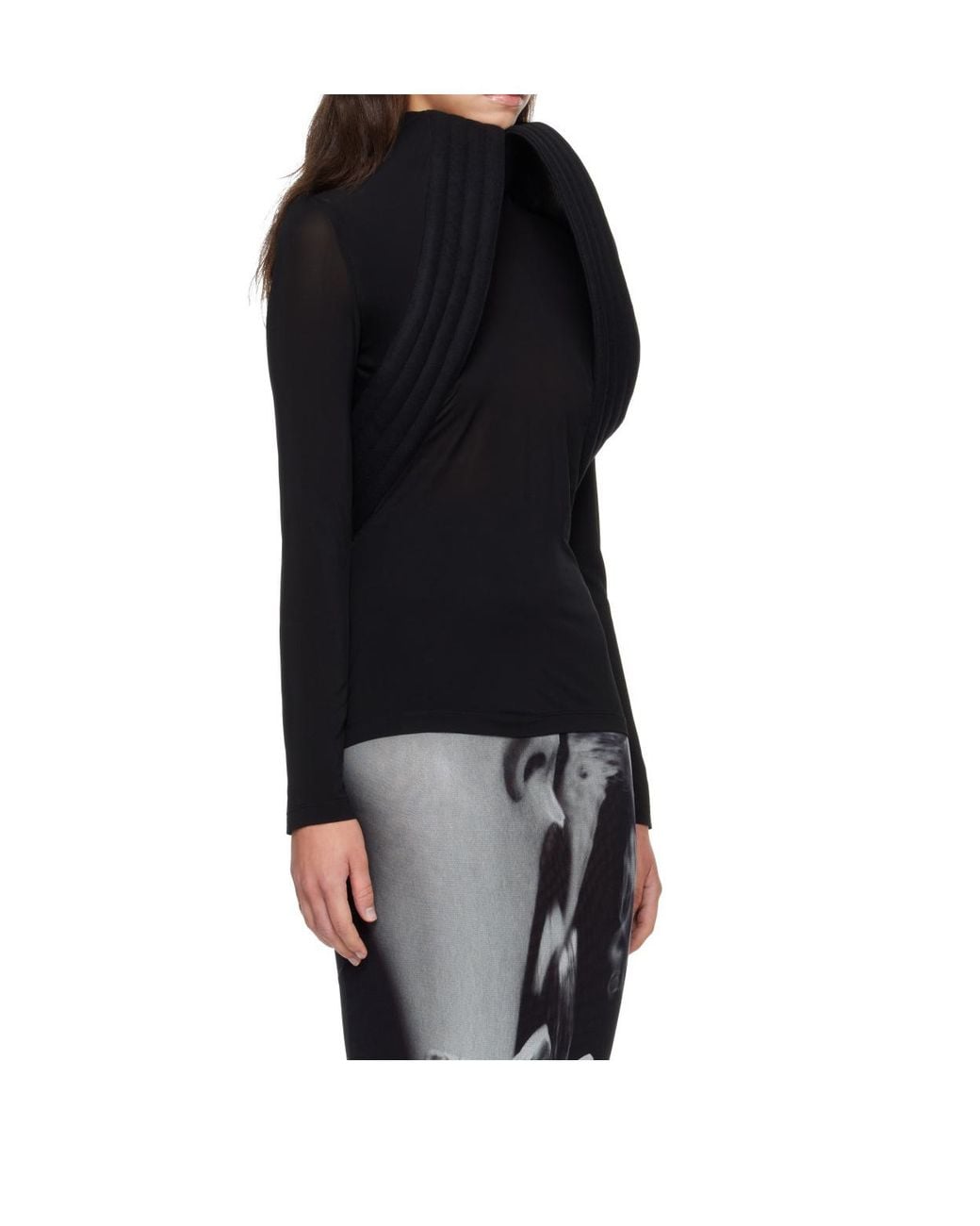 Jean Paul Gaultier Black Long-Sleeve High-Neck Top
