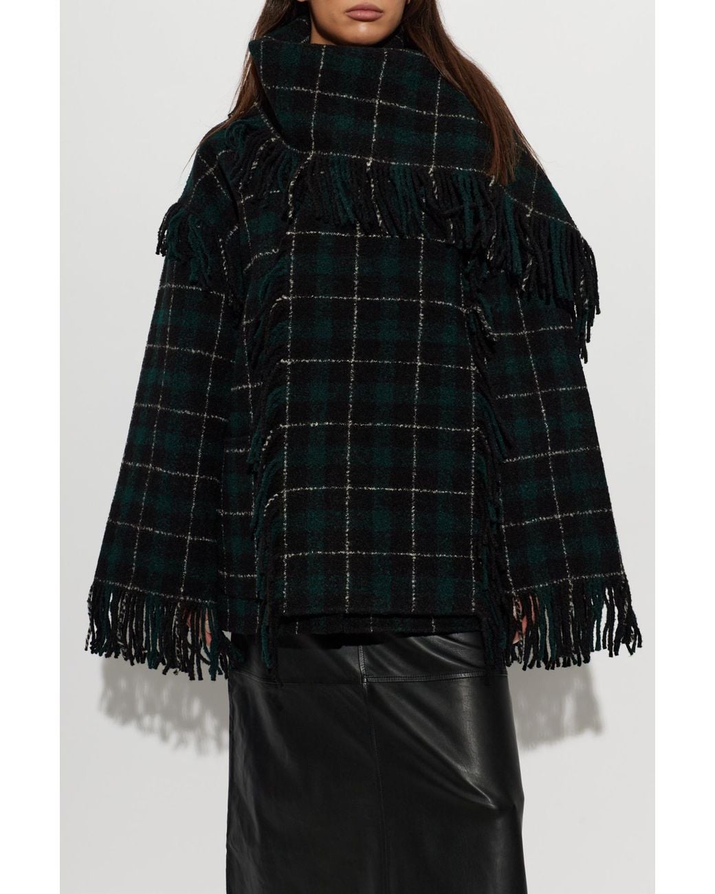Totême Black Totême Checked Fringed Shawl Jacket