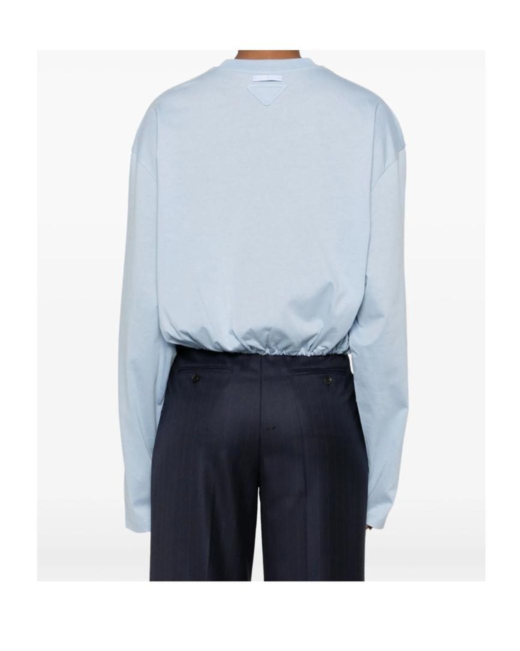 Prada Blue Drawstring-Hem T-Shirt