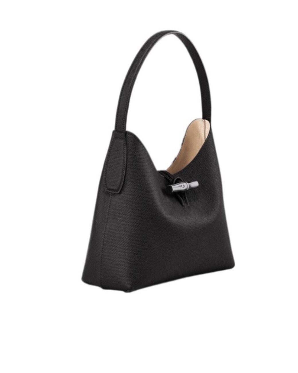 Longchamp Black Medium Roseau Open Top Shoulder Bag