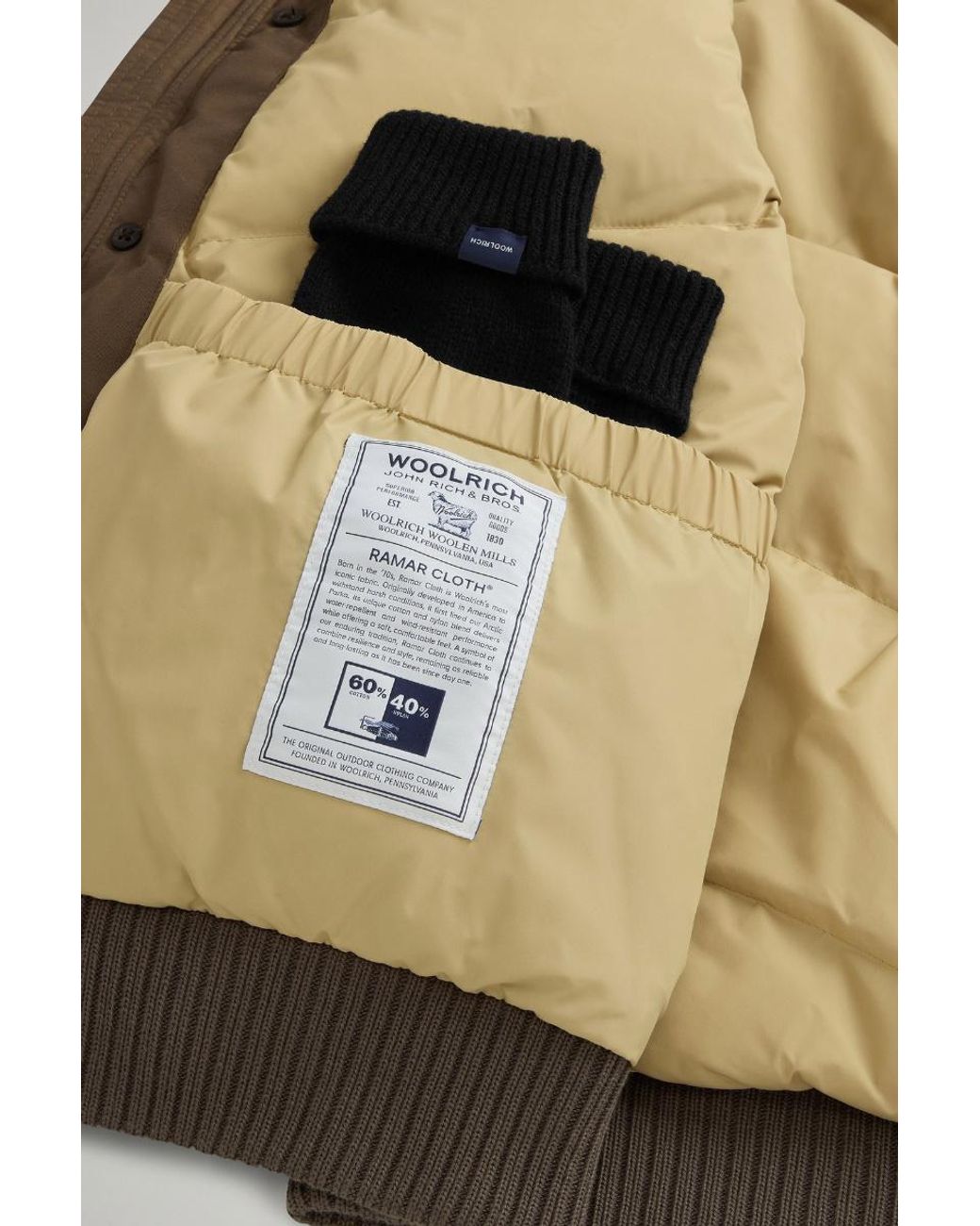Woolrich Brown Polar Hooded Bomber Jacket for men