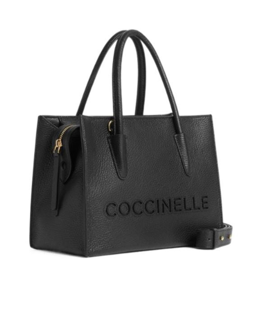 Coccinelle Black Embossed Logo Shoulder Bag
