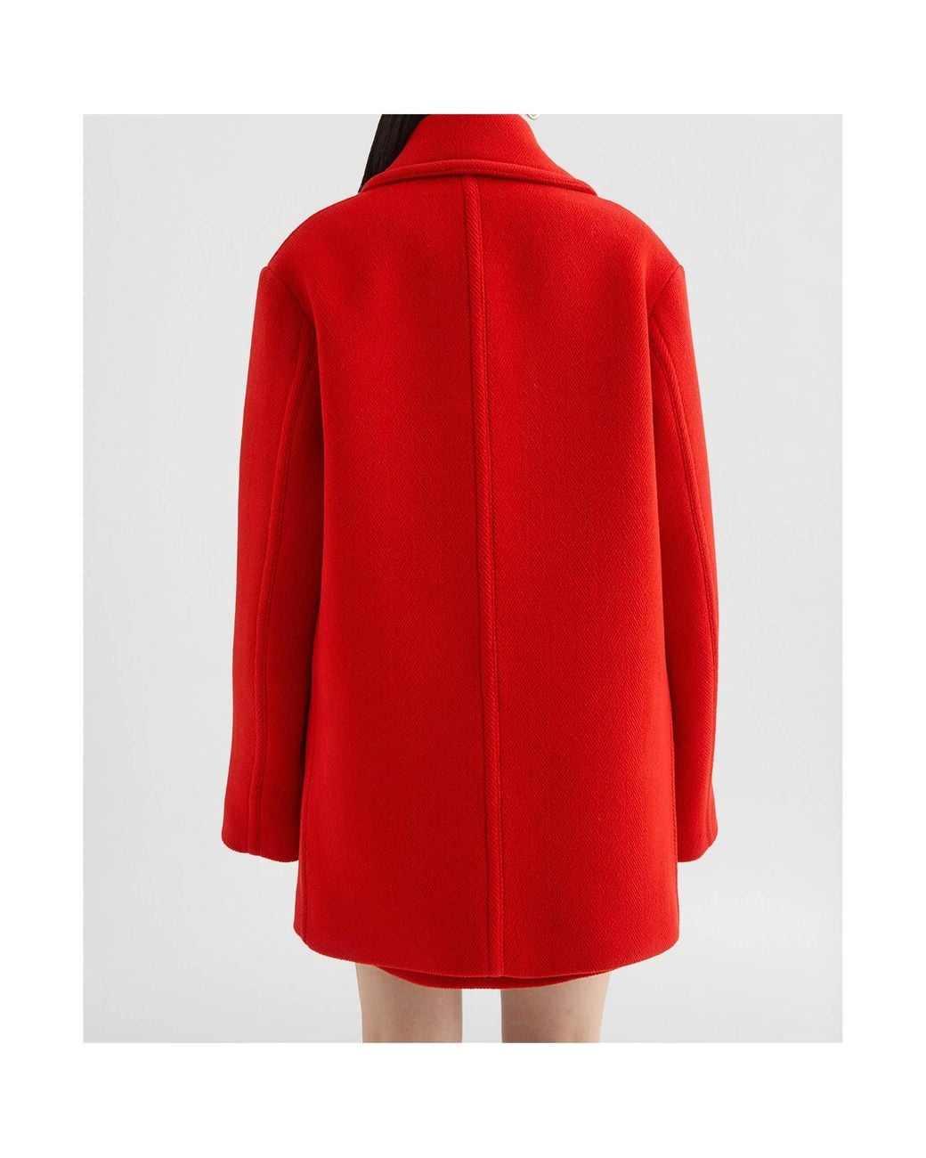 Jil Sander Red Double-Breasted Chevron Coat