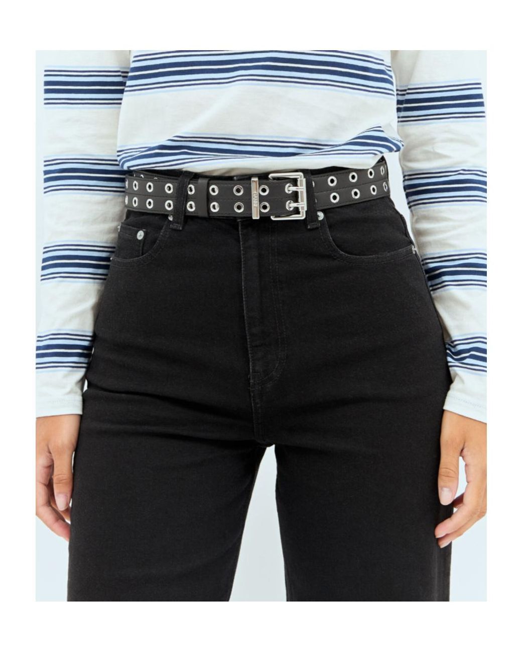 Ganni White Double Eyelet Belt