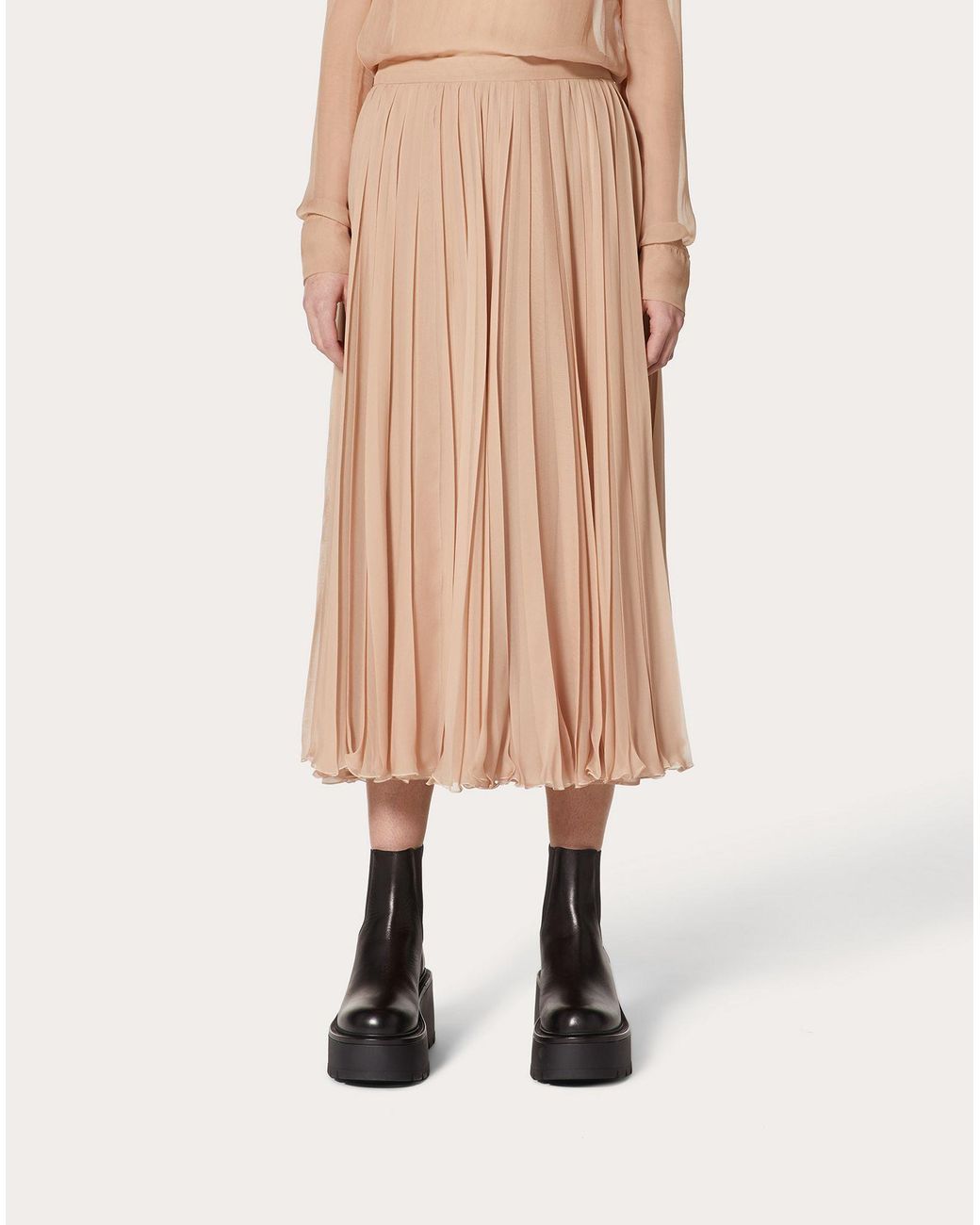 Valentino Natural Pleated Mid-Length Skirt