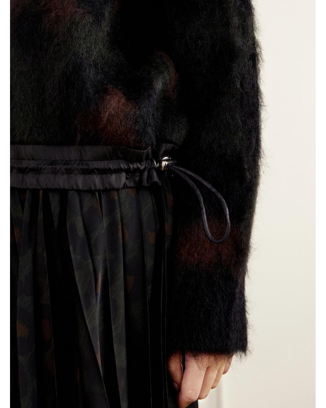 Sacai Black Leopard-Print Mohair-Blend Sweater