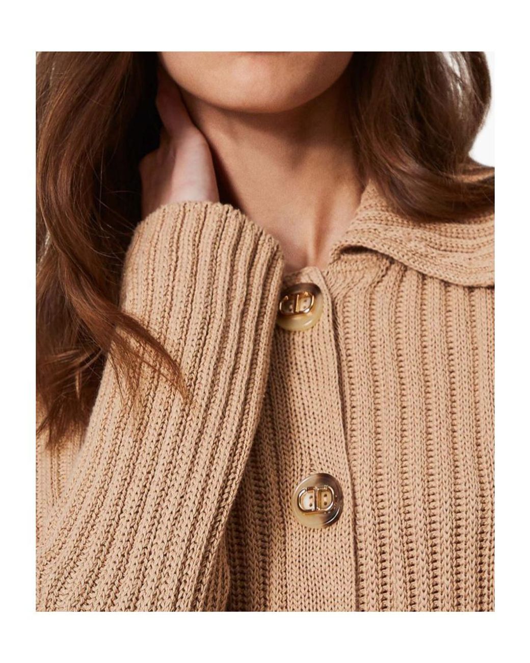 Twinset Natural Oval T Buttons Cardigan