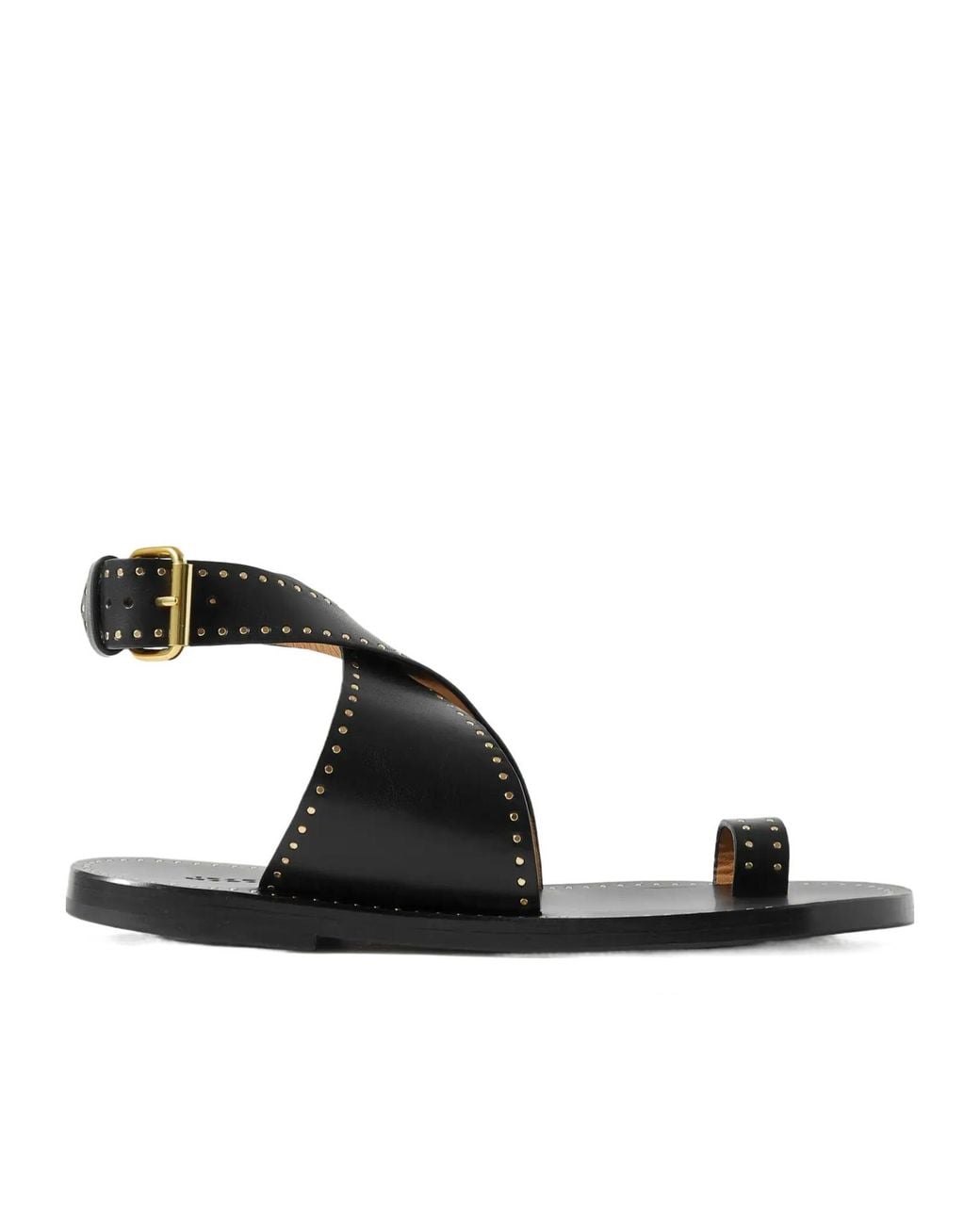 Isabel Marant Black Cross-Strap Studded Open-Toe Sandals