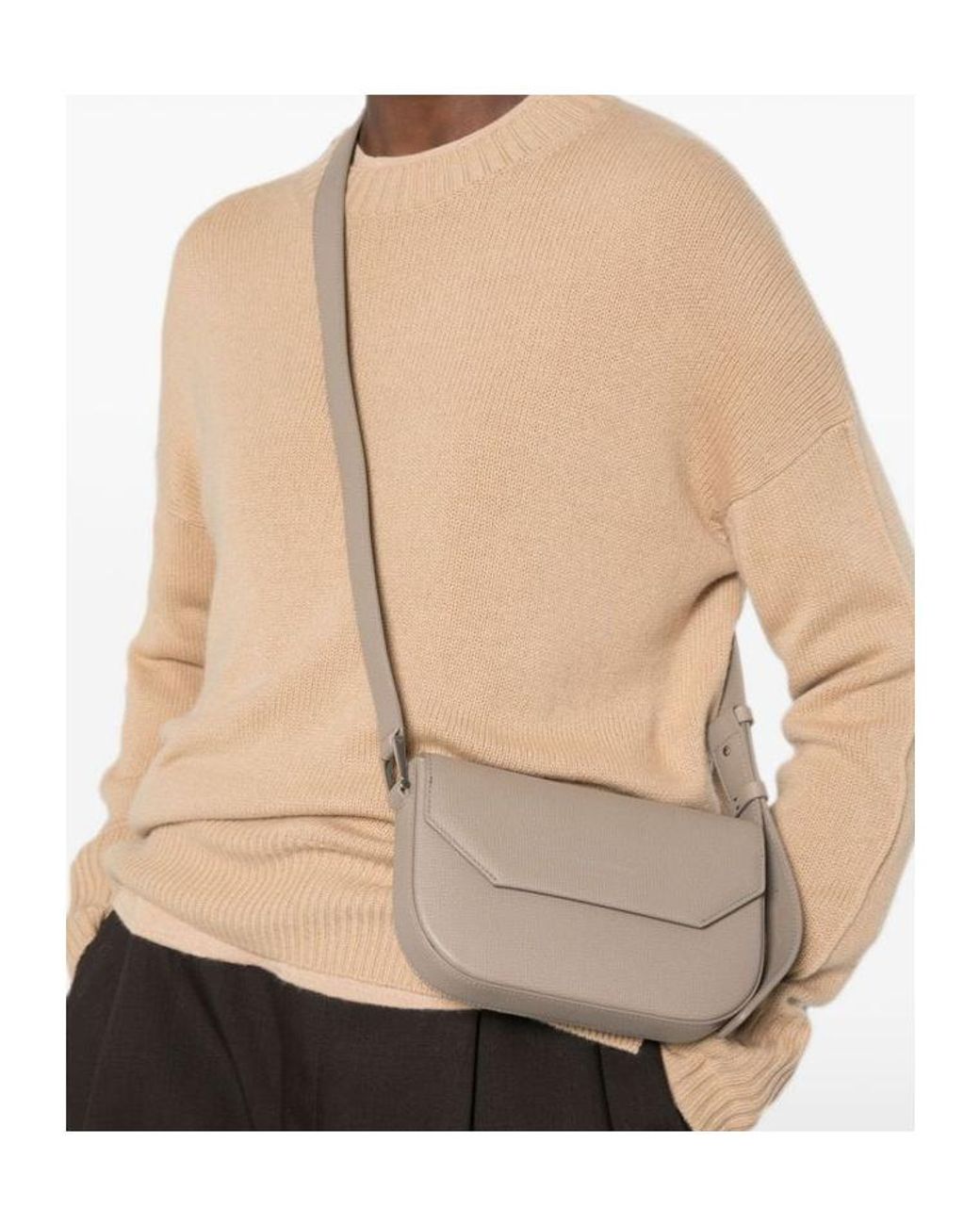Emporio Armani White Mini Grainy-Leather Cross Body Bag
