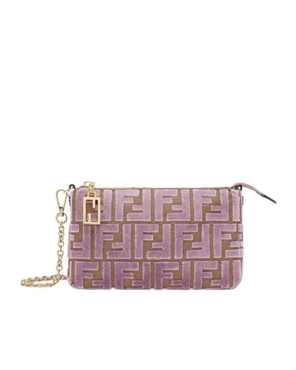 バッグ Jacquard Chain Pochette nude pink Fendi Baguette Zipped Pouch Crossbody Bag in Pink | Lyst