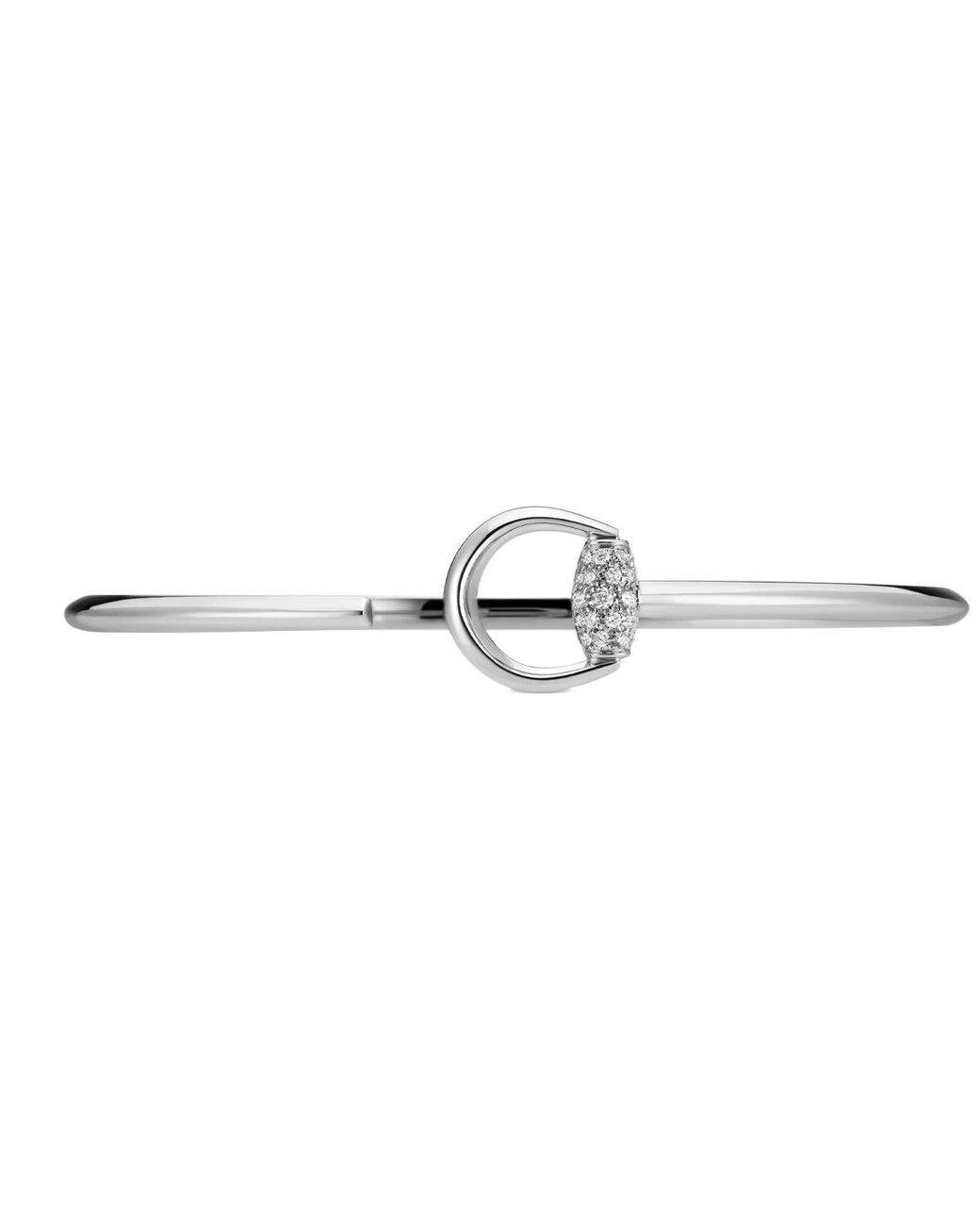 Gucci White Horsebit Diamond 18K Bangle Bracelet
